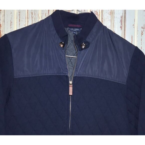 Ted Baker London Quilted Jacket Kartel Size 4 (UK Large) Navy & Gray - Picture 4 of 10